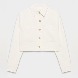 Aritzia Women's White Cropped Jacket Crepette Small